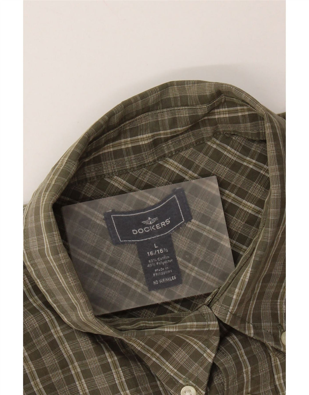 DOCKERS Mens Shirt Size 16 1/2 Large Khaki Check Cotton