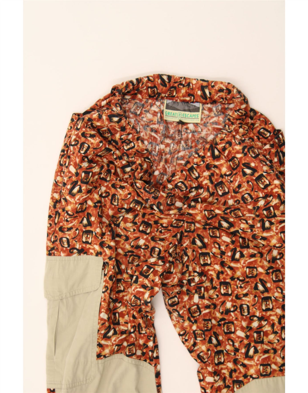 GREAT ESCAPES Womens Abstract Pattern Cargo Trousers W30 L30 Brown Vintage Great Escapes and Second-Hand Great Escapes from Messina Hembry 