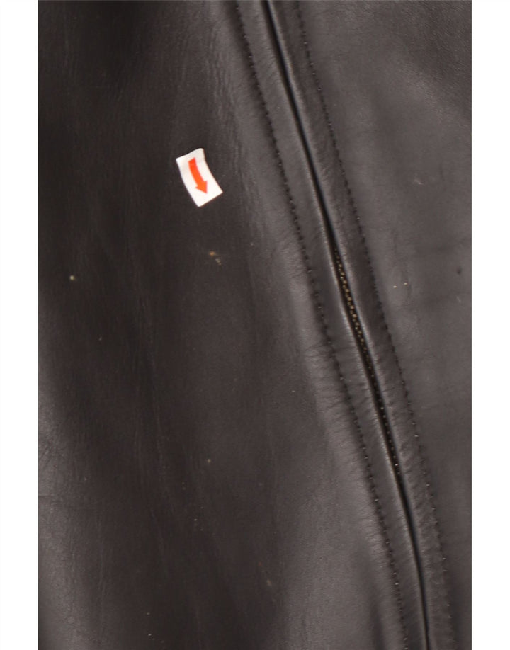 VINTAGE Mens Leather Jacket UK 42 XL Black Colourblock Leather
