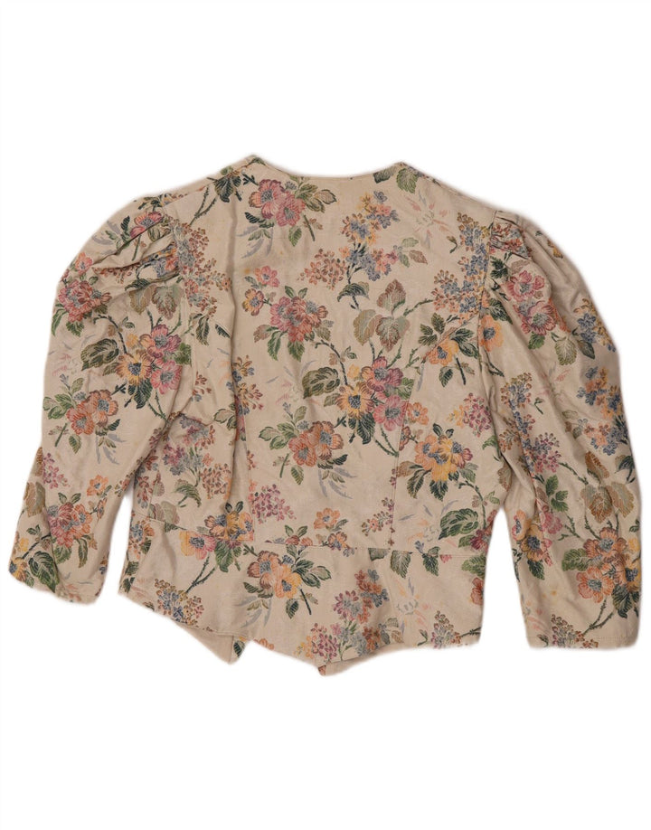 Eger Womens 3/4 Sleeve 1 Button Blazer Jacket IT 42 Medium Beige Floral