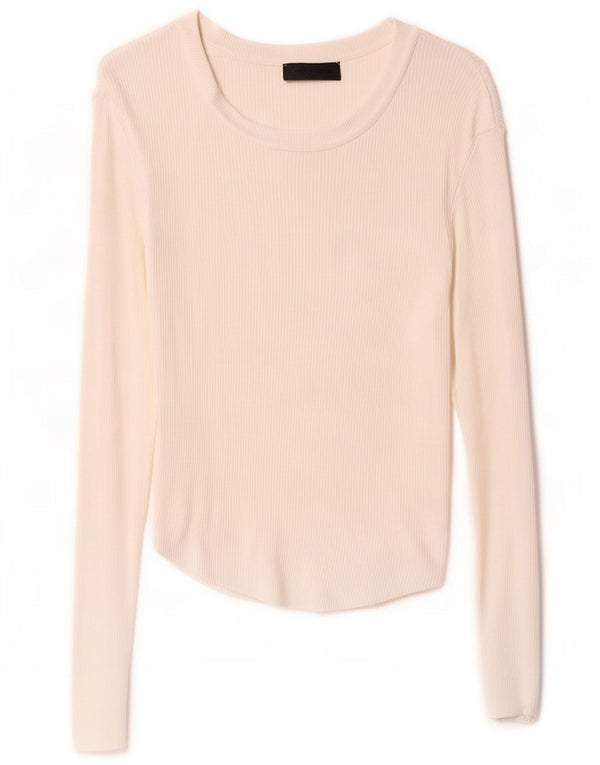 Zara Womens Top Long Sleeve UK 12 Medium White