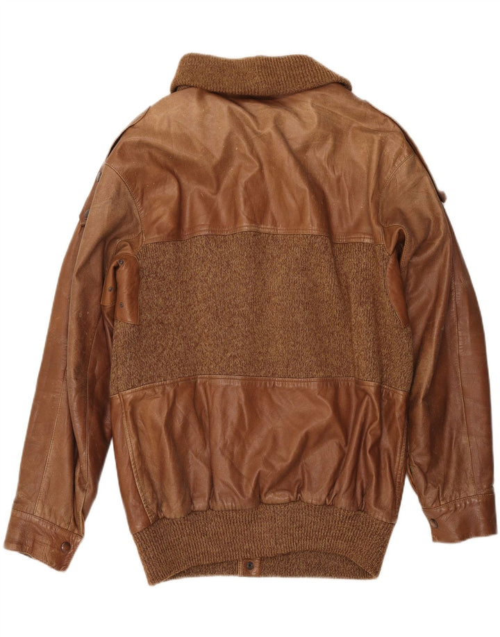 MCGREGOR Mens Leather Jacket IT 50 Large Brown