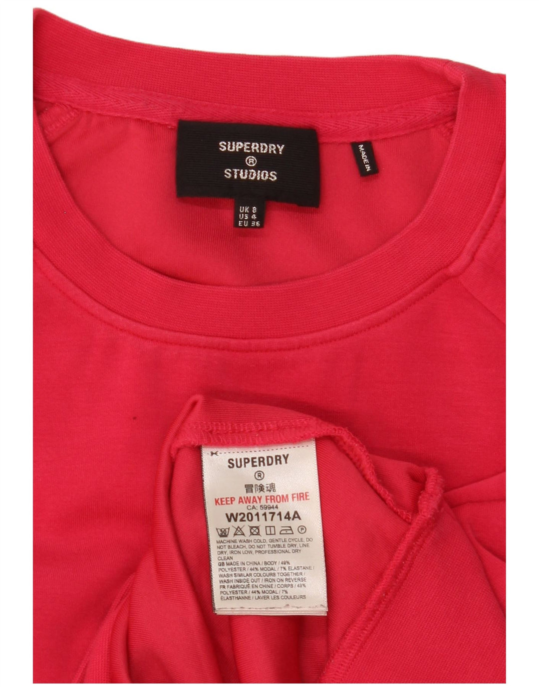 Superdry Womens Crop Oversized Sweatshirt Jumper UK 8 Small Red Polyester