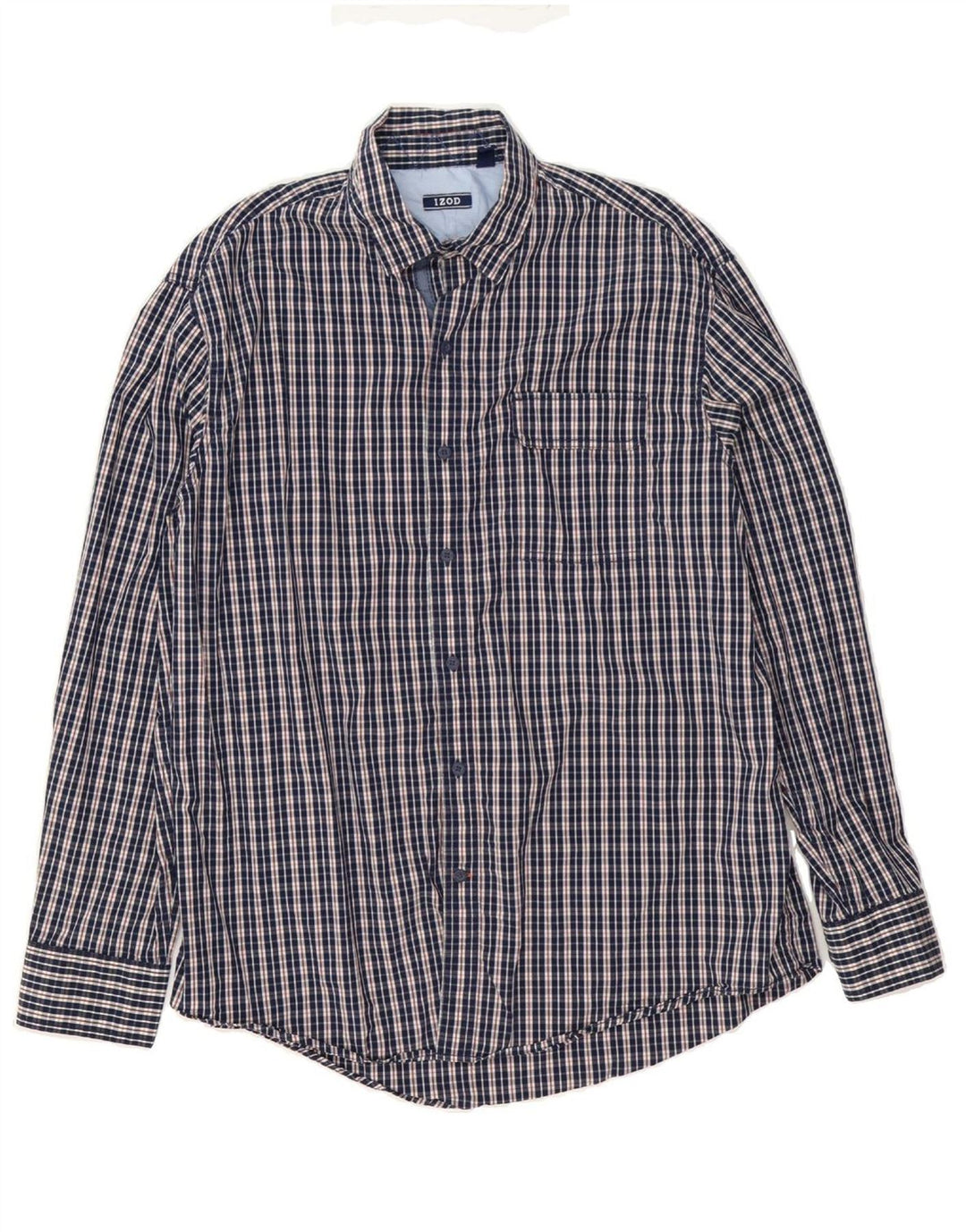 IZOD Mens Shirt Large Navy Blue Check Cotton Vintage Izod and Second-Hand Izod from Messina Hembry 