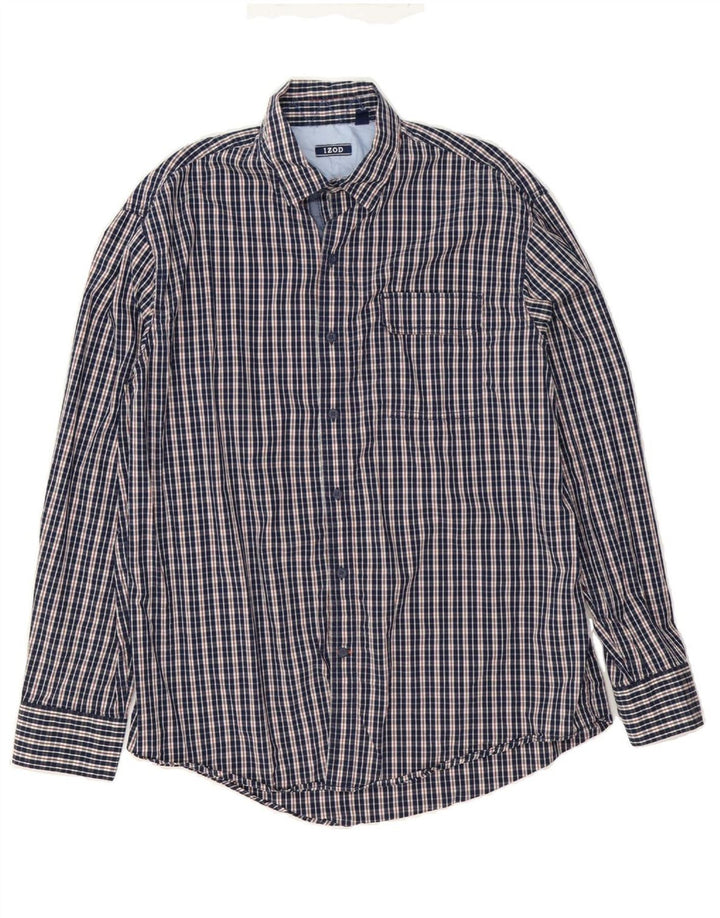IZOD Mens Shirt Large Navy Blue Check Cotton Vintage Izod and Second-Hand Izod from Messina Hembry 