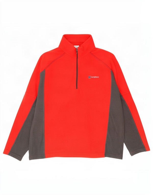 Berghaus Mens Zip Neck Fleece Jumper Medium Red Colourblock Polyester