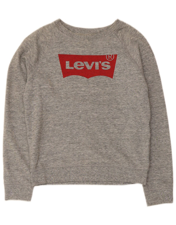Levi's Womens Graphic Sweatshirt Jumper UK 6 XS Grey Flecked