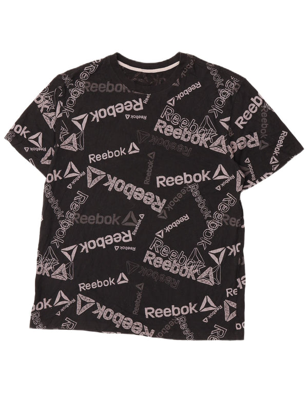 Reebok Mens Graphic T-Shirt Top Large Black Cotton