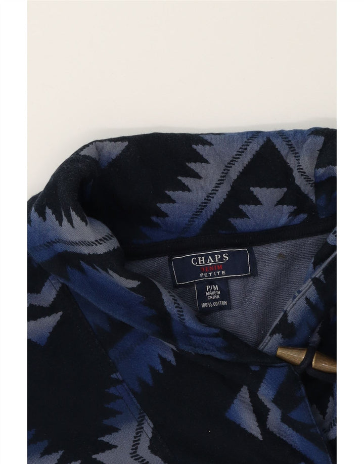 CHAPS Womens Shawl Neck Jumper Sweater UK 12 Medium Navy Blue Geometric Vintage Chaps and Second-Hand Chaps from Messina Hembry 