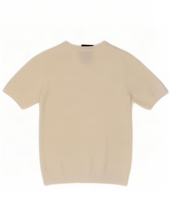 Zara Womens Short Sleeve Crew Neck Jumper Sweater UK 12 Medium White