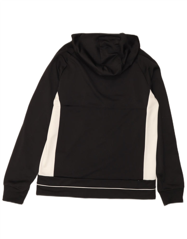 ADIDAS Boys Zip Hoodie Sweater 13-14 Years Black Colourblock Polyester