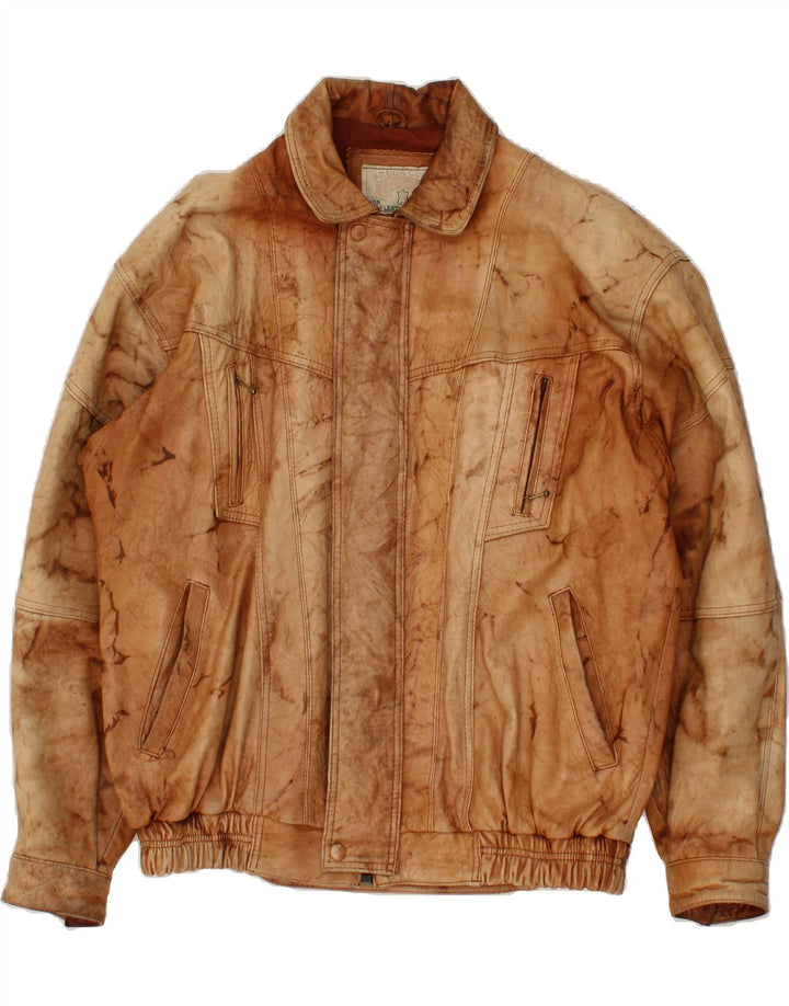 VINTAGE Mens Leather Jacket UK 40 Large Brown Leather Retro