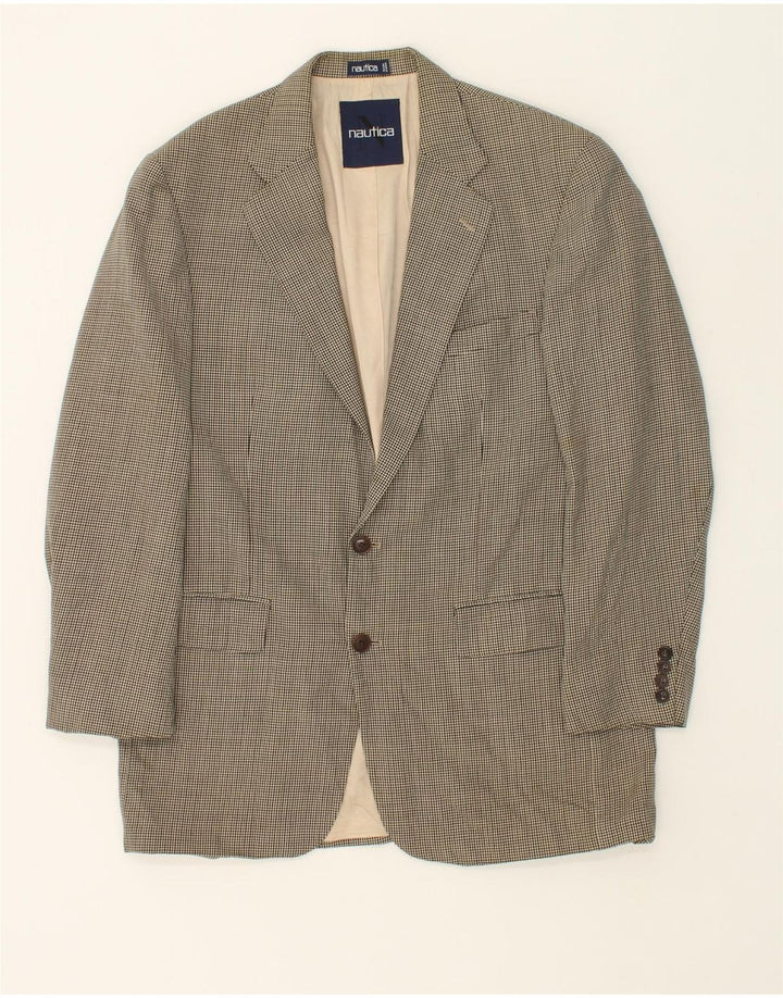 NAUTICA Mens Slim 2 Button Blazer Jacket UK 42 XL Black Houndstooth Vintage Nautica and Second-Hand Nautica from Messina Hembry 