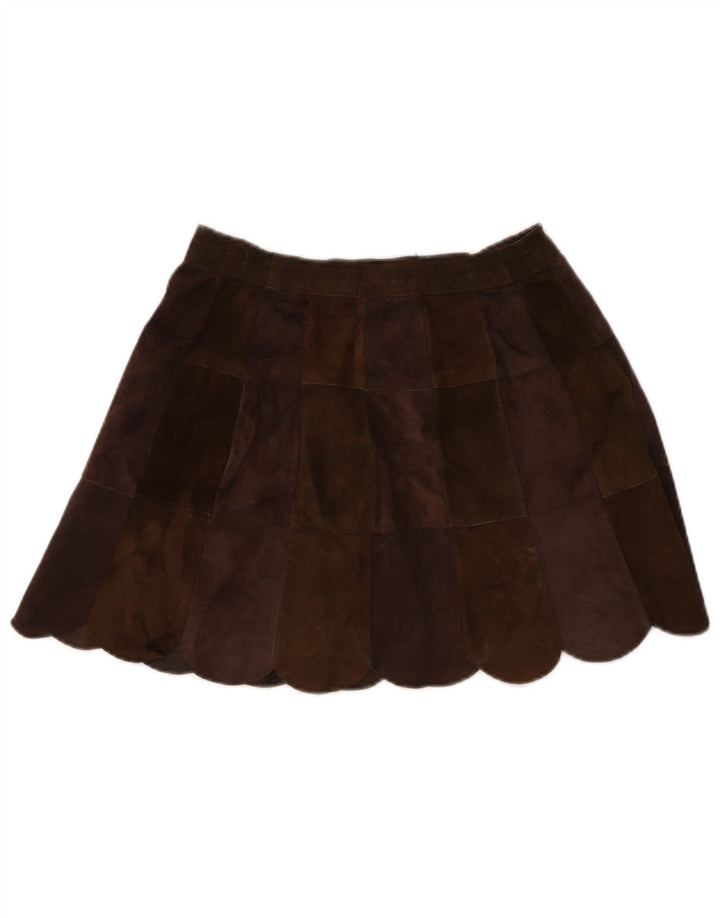 VINTAGE Womens Suede Mini Skirt W26 Small  Brown Leather