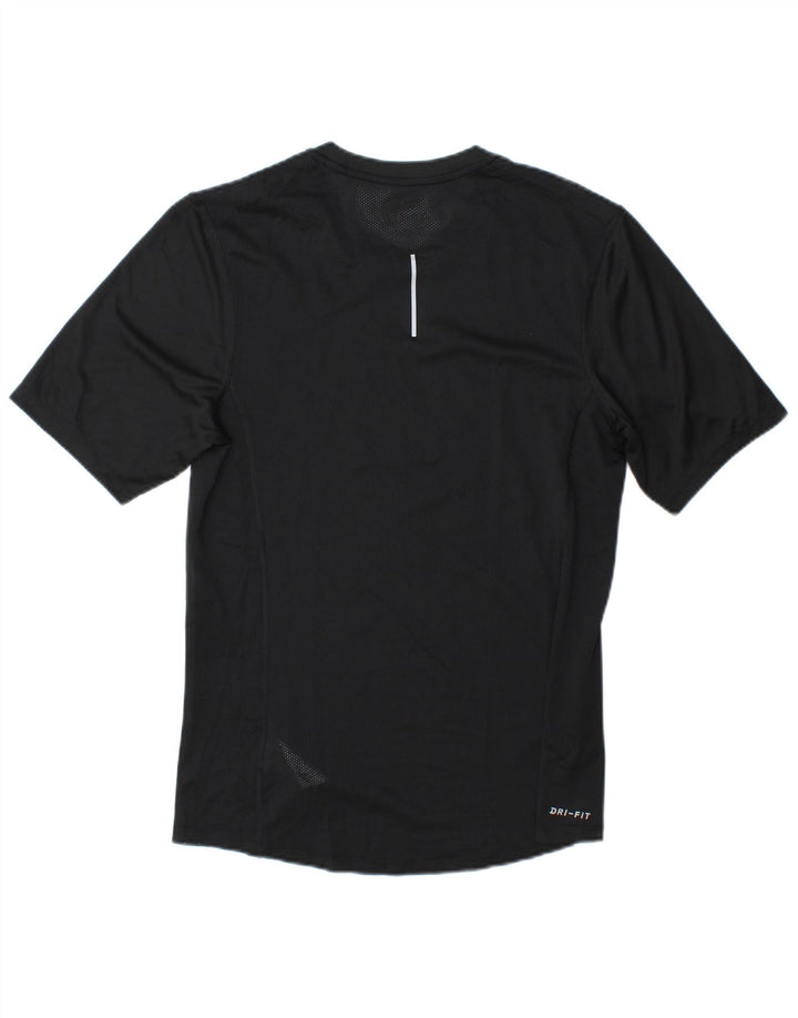 Nike Mens Dri Fit Running T-Shirt Top Small Black Striped Polyester