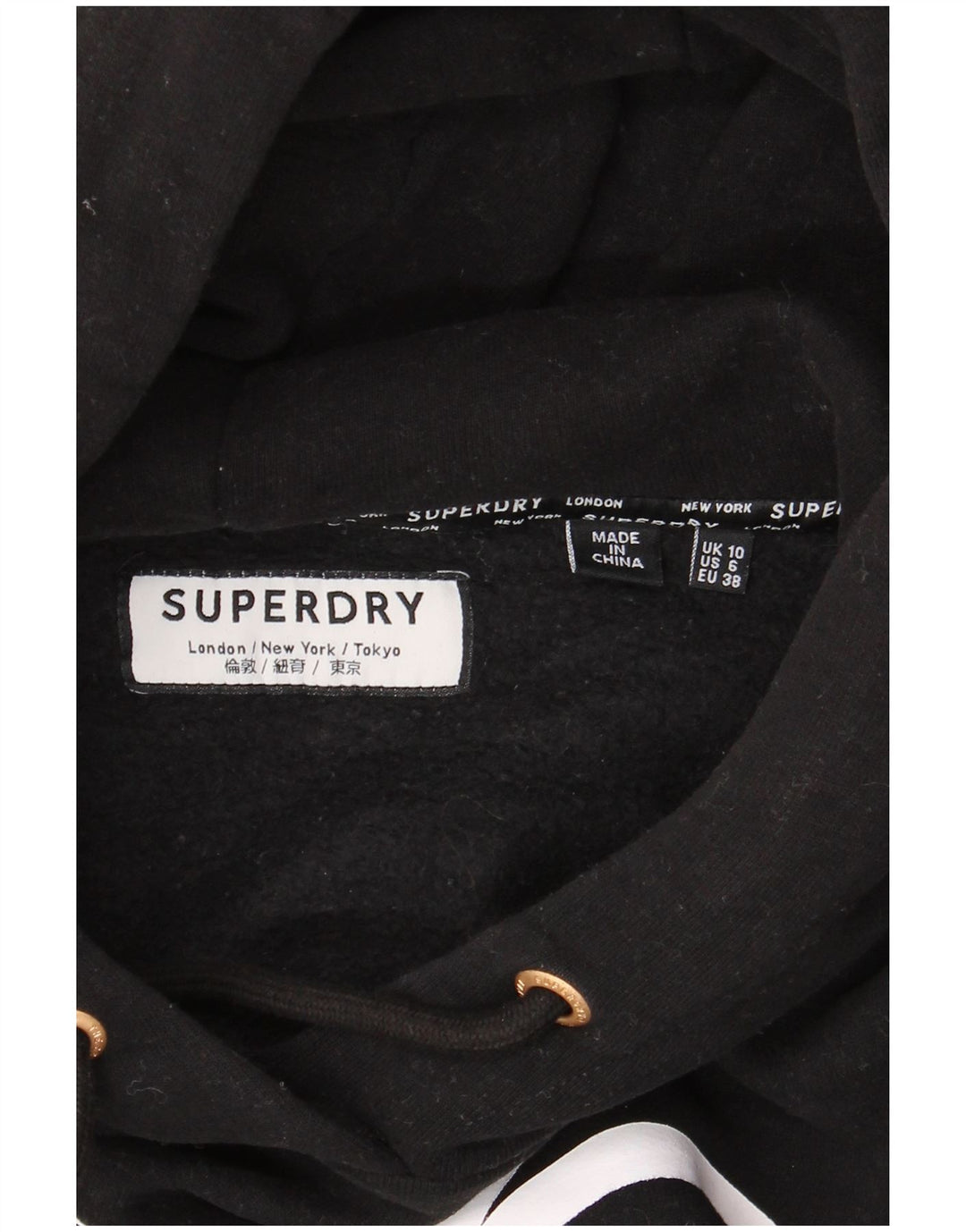 SUPERDRY Womens Oversized Graphic Hoodie Jumper UK 10 Small  Black