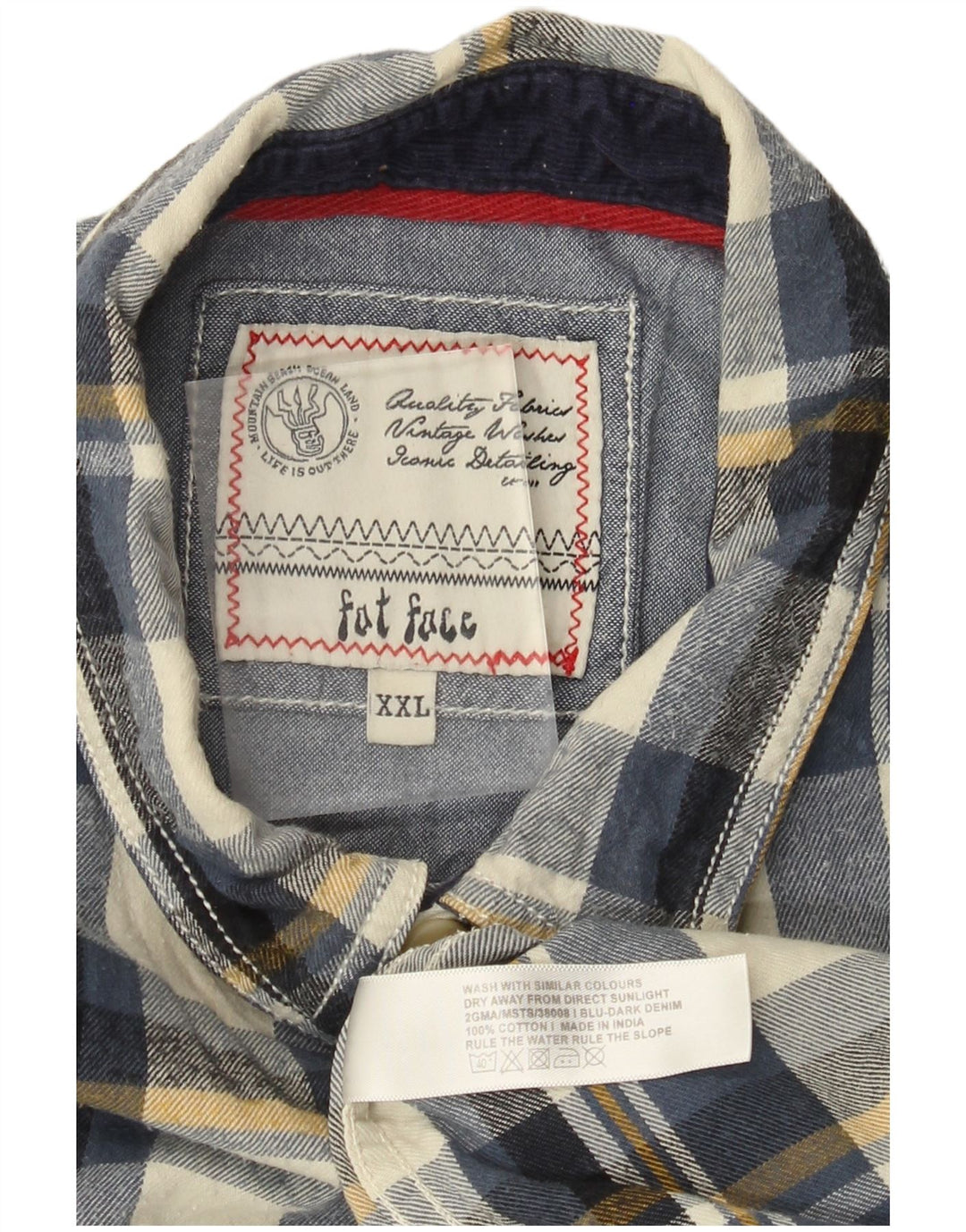 Fat Face Mens Flannel Shirt 2XL Blue Check Cotton