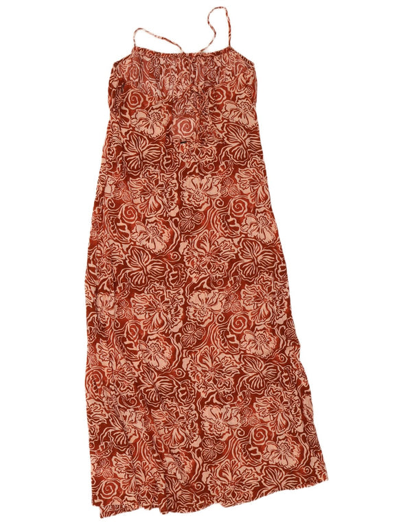 O'Neill Womens Sleeveless Maxi Dress UK 12 Medium Brown Floral Viscose