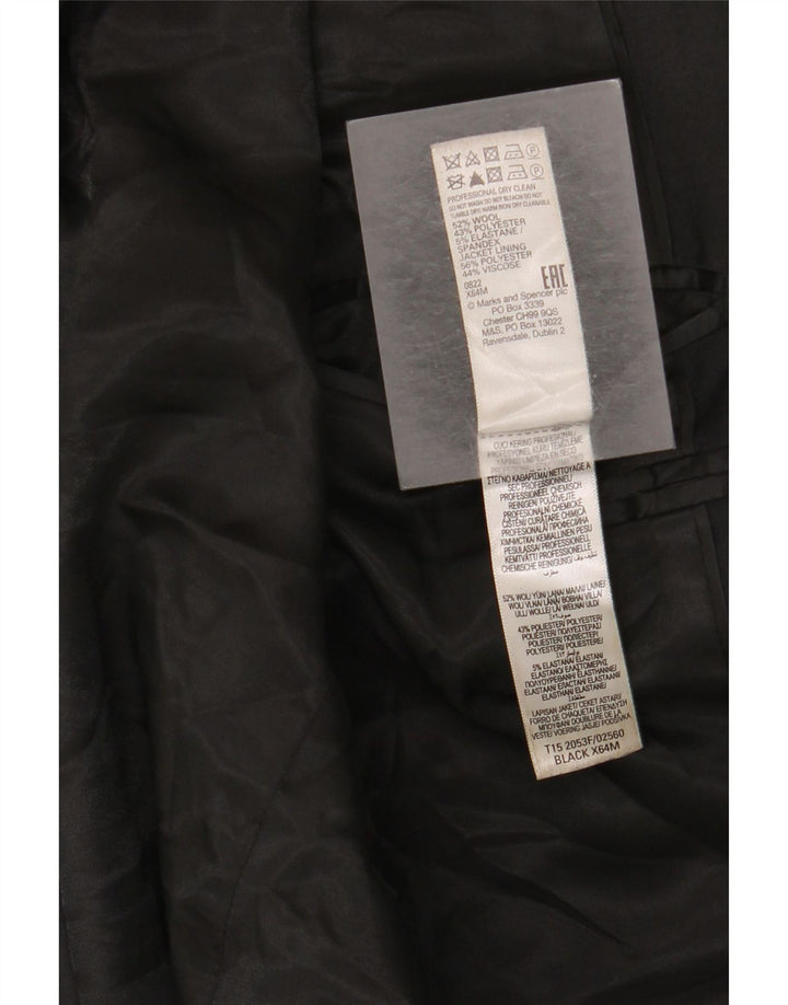 Marks & Spencer Mens 2 Button Blazer Jacket UK 38 Medium Black Wool