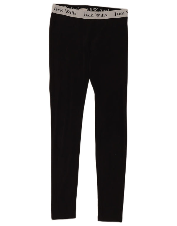 Jack Wills Womens Graphic Leggings UK 10 Small Black Colourblock Cotton