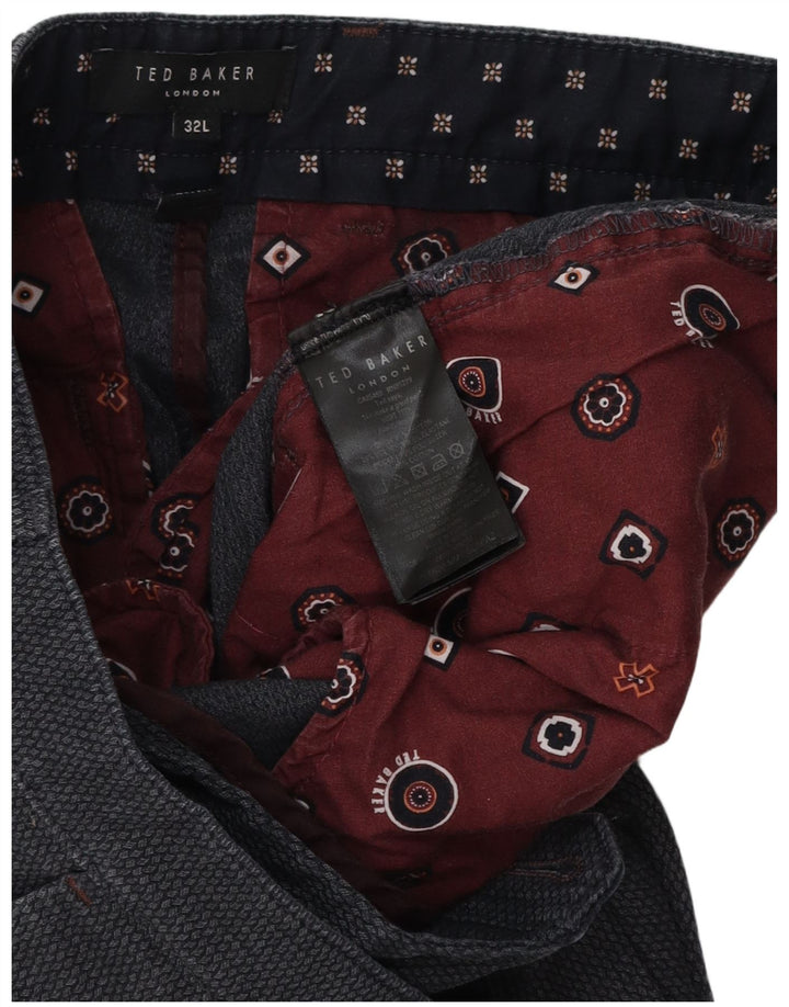 Ted Baker Mens Slim Suit Trousers W32 L30 Grey Polyester