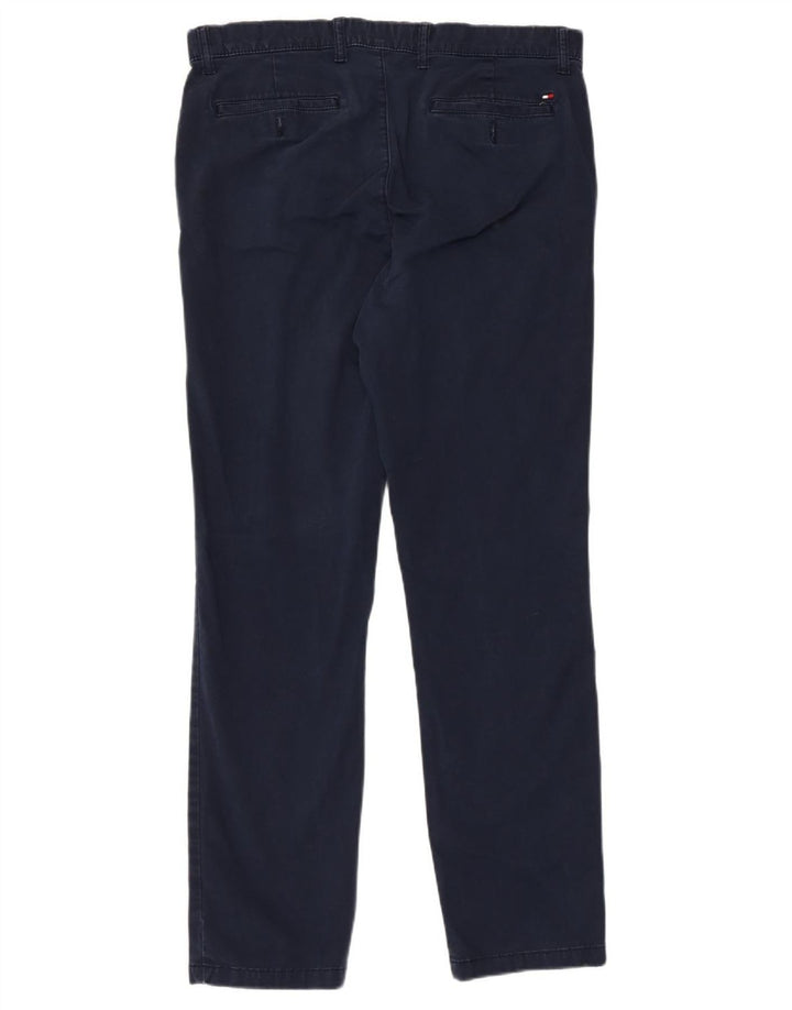 TOMMY HILFIGER Mens Slim Fit Chino Trousers W34 L32 Navy Blue Cotton