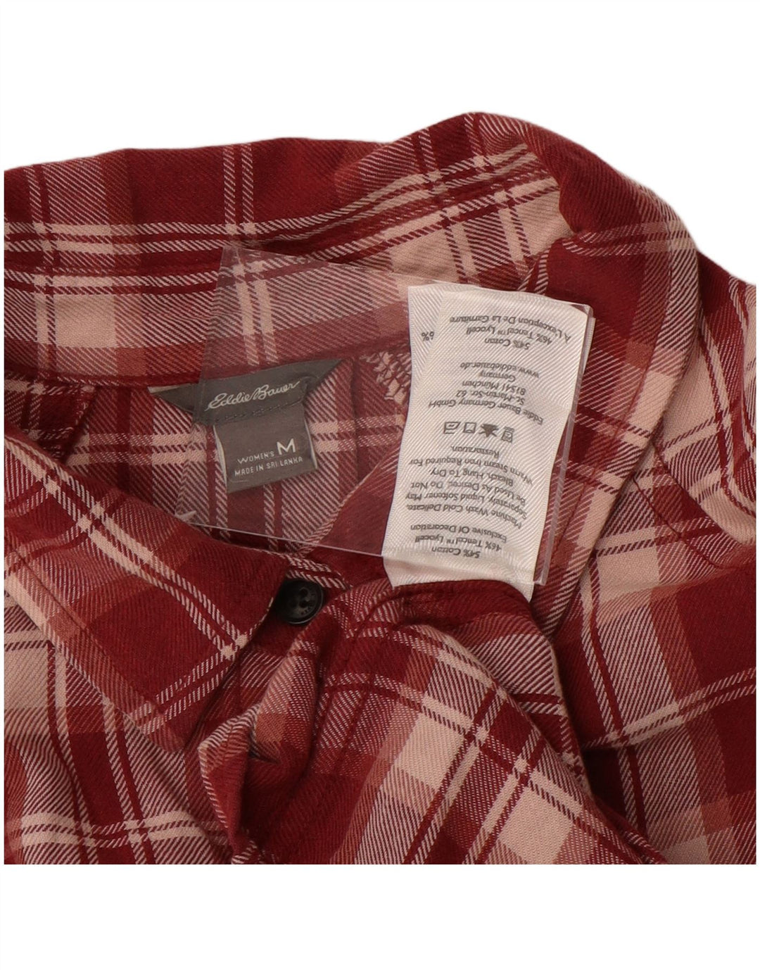 EDDIE BAUER Womens Loose Fit Longline Flannel Shirt UK 14 Medium Red Check