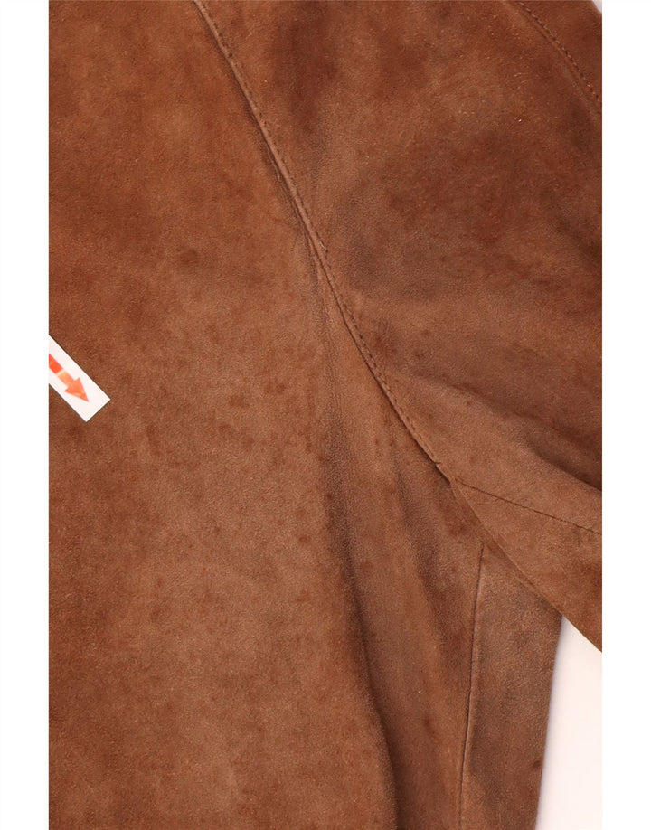 Vintage Mens Suede Bomber Jacket IT 48 Medium Brown Leather