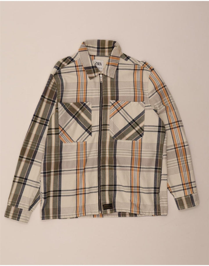 Zara Mens Flannel Shirt XL Multicoloured Check Cotton