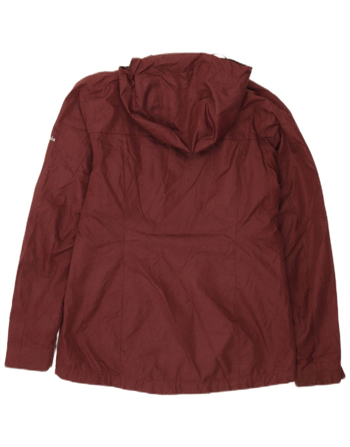 COLUMBIA Womens Hooded Oversized Windbreaker Jacket UK 10 Small Burgundy