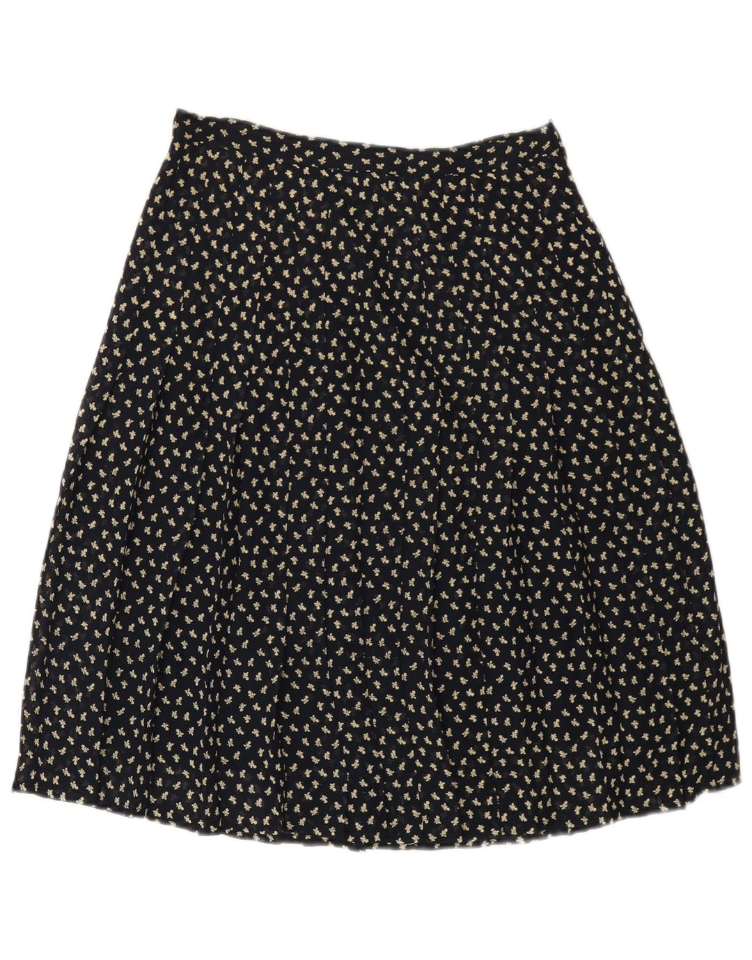 VINTAGE Womens High Waist A-Line Skirt IT 44 Medium W26  Navy Blue Floral