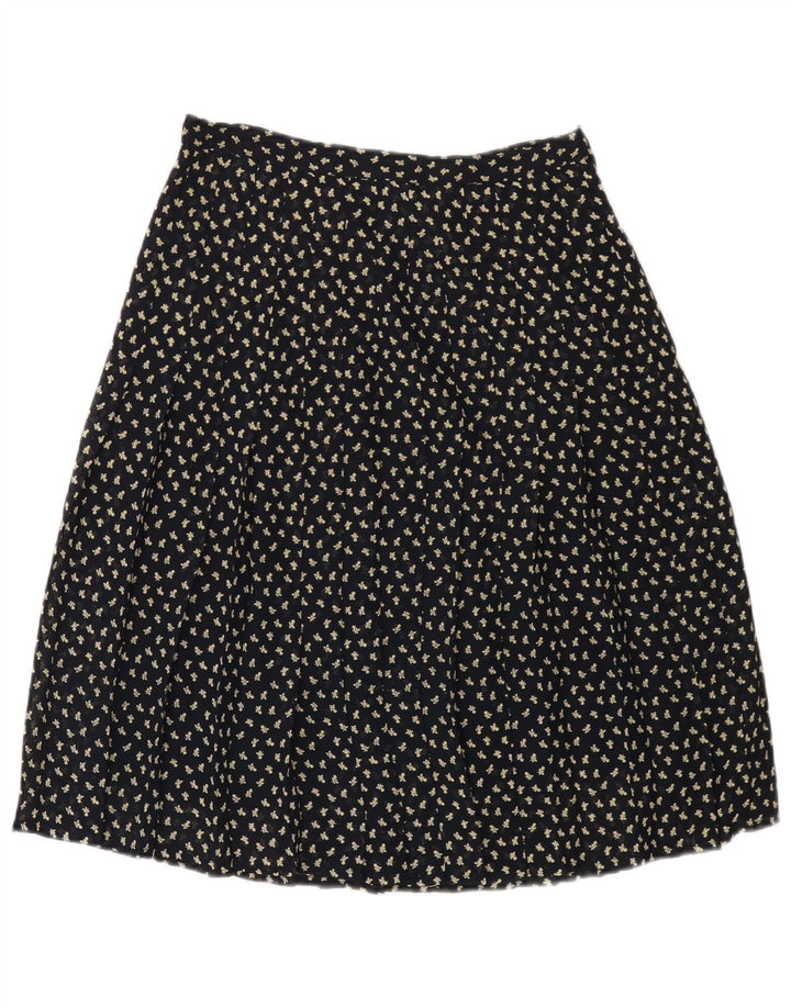 VINTAGE Womens High Waist A-Line Skirt IT 44 Medium W26  Navy Blue Floral