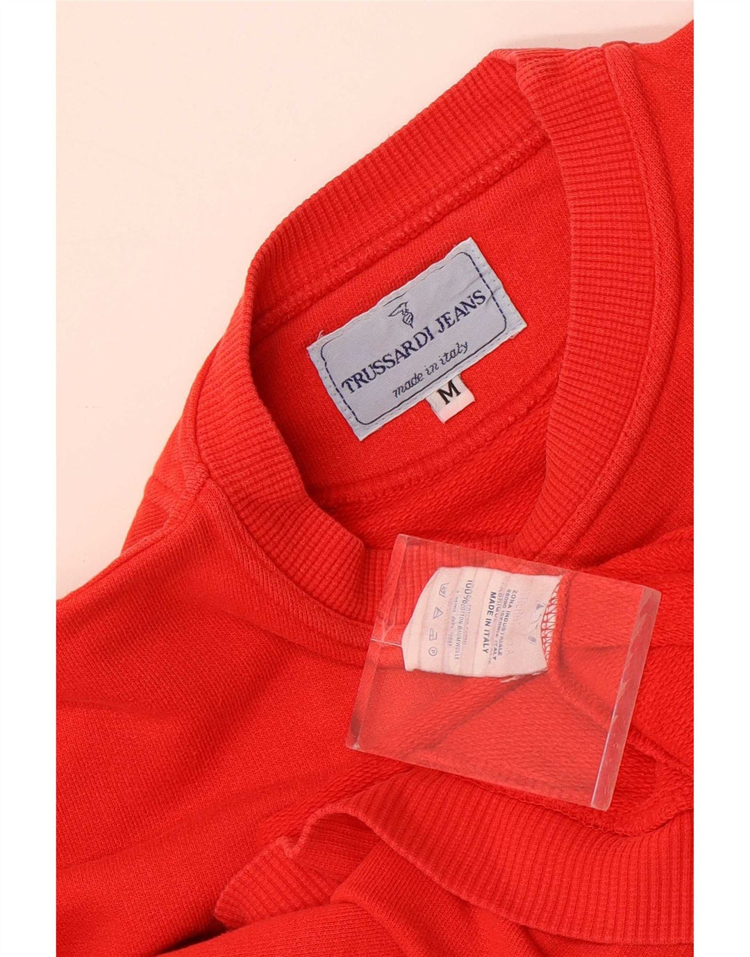 Trussardi Jeans Mens Graphic Sweatshirt Jumper Medium Red Cotton