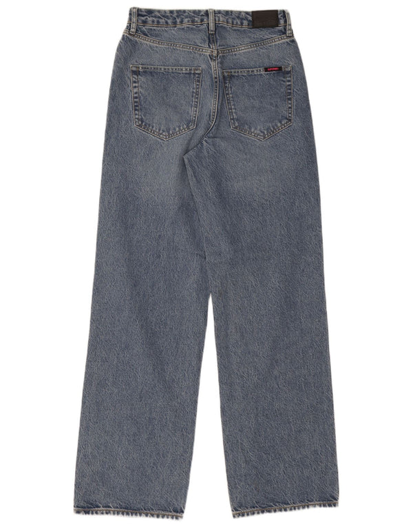 Superdry Womens High Waist Wide Leg Jeans W28 L32 Blue Cotton
