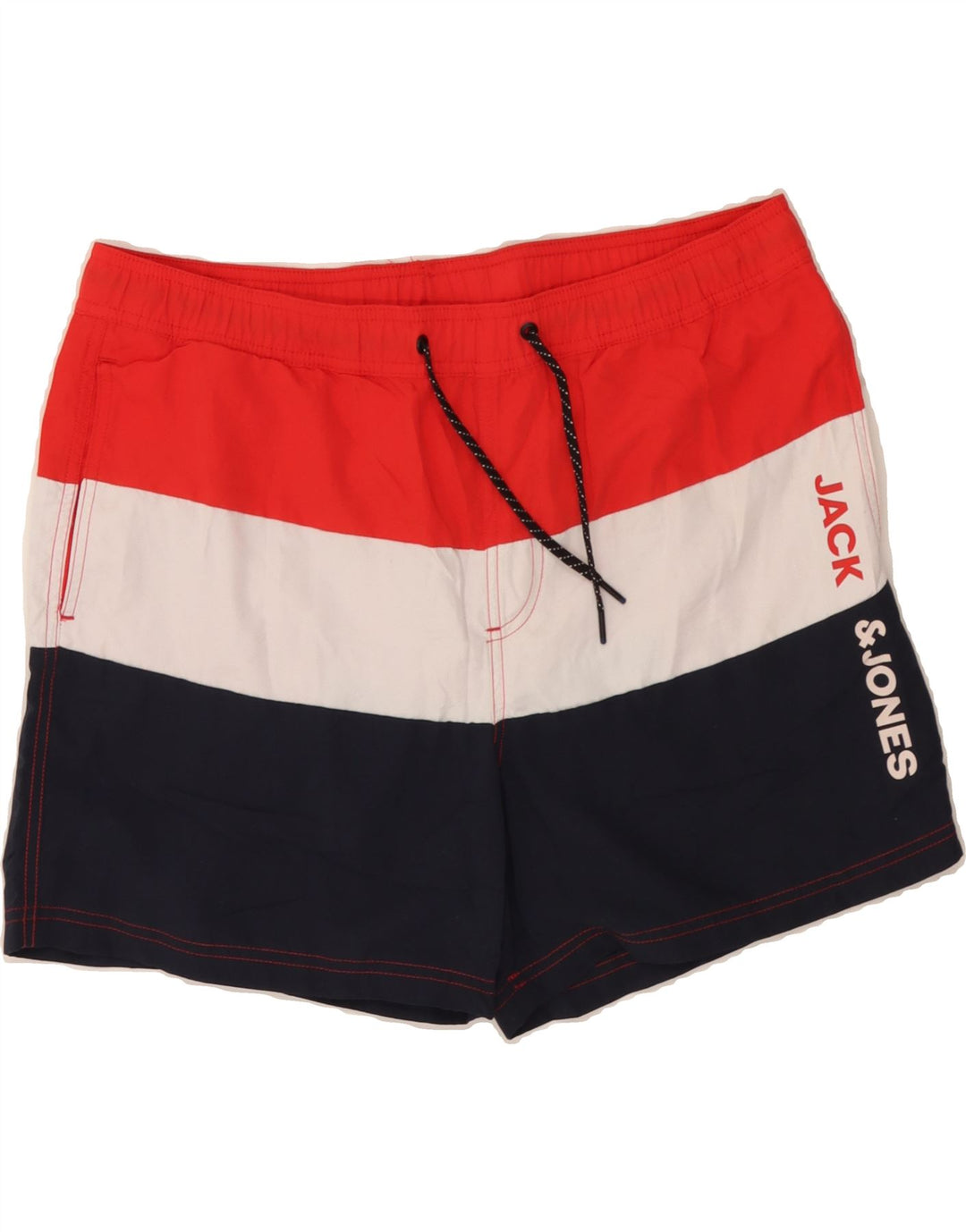 JACK & JONES Mens Graphic Swimming Shorts Large  Multicoloured Colourblock Vintage Jack & Jones and Second-Hand Jack & Jones from Messina Hembry 