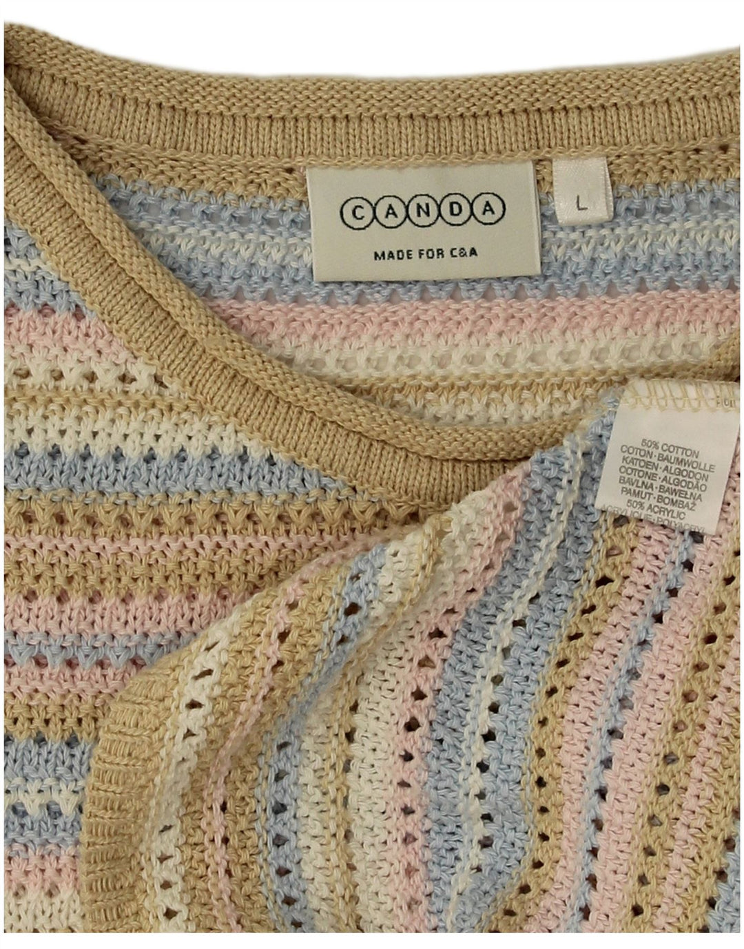 Canda Womens Oversized Crew Neck Jumper Sweater UK 16 Large Multicoloured