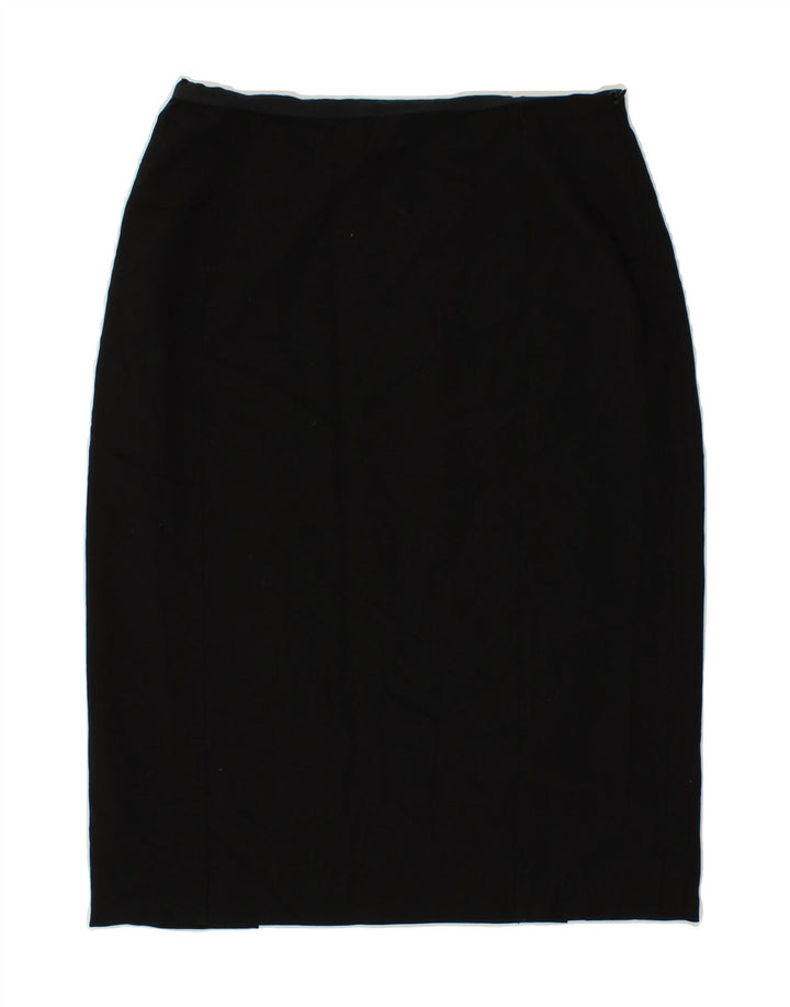 JAEGER Womens Midi Skirt UK 12 Medium W28  Black Wool