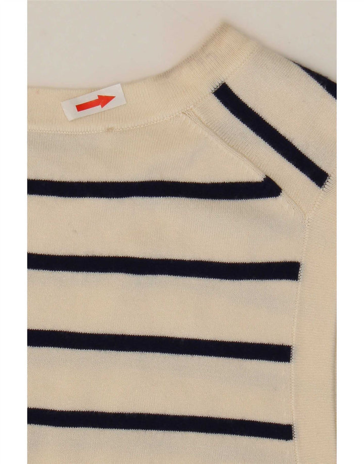 Zara Womens Vest Tank Top UK 12 Medium Off White Striped