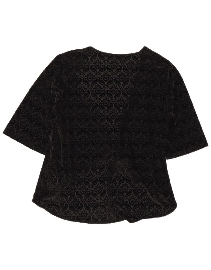 Womens Velour Open Cami Top UK 12 Medium Black Paisley Polyester