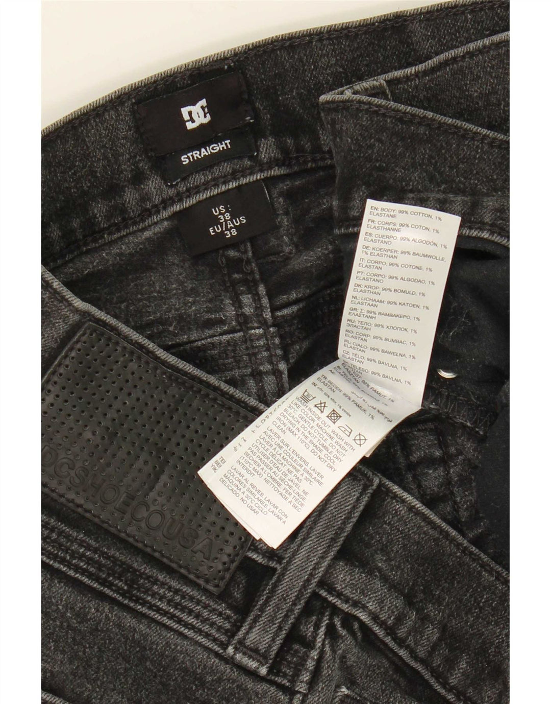 DC Mens Straight Jeans W38 L34 Grey Cotton