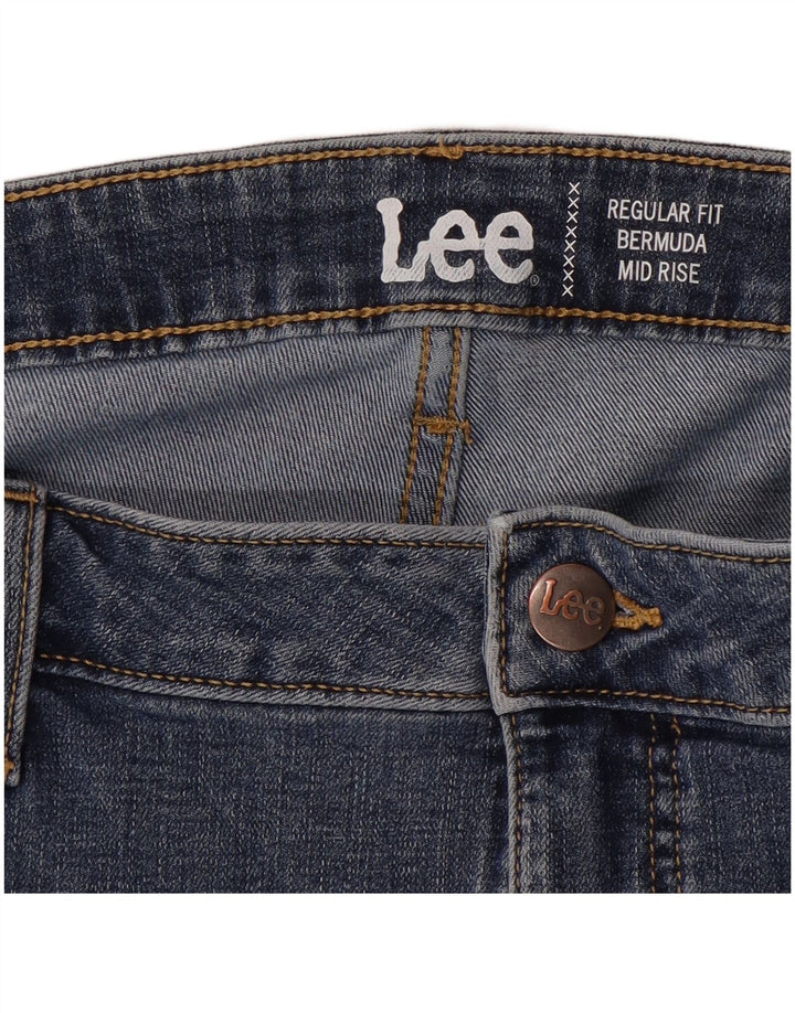LEE Womens Mid Rise Regular Fit Denim Bermuda Shorts W44 3XL Blue