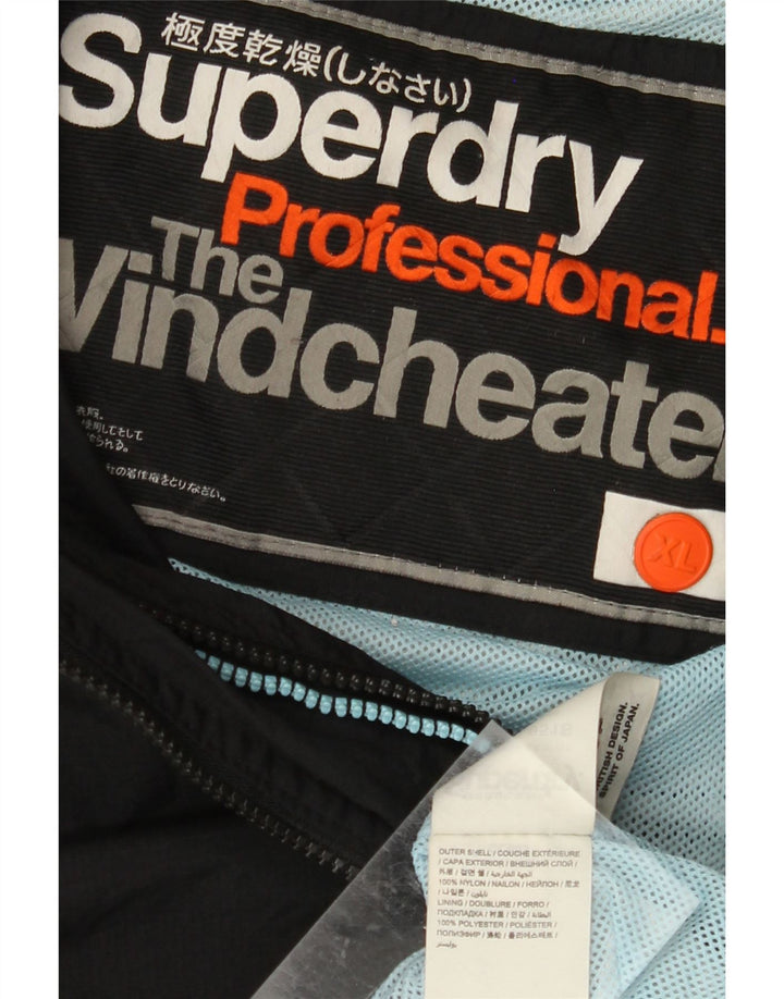 Superdry Womens The Windcheater Hooded Rain Jacket UK 18 XL Black Nylon