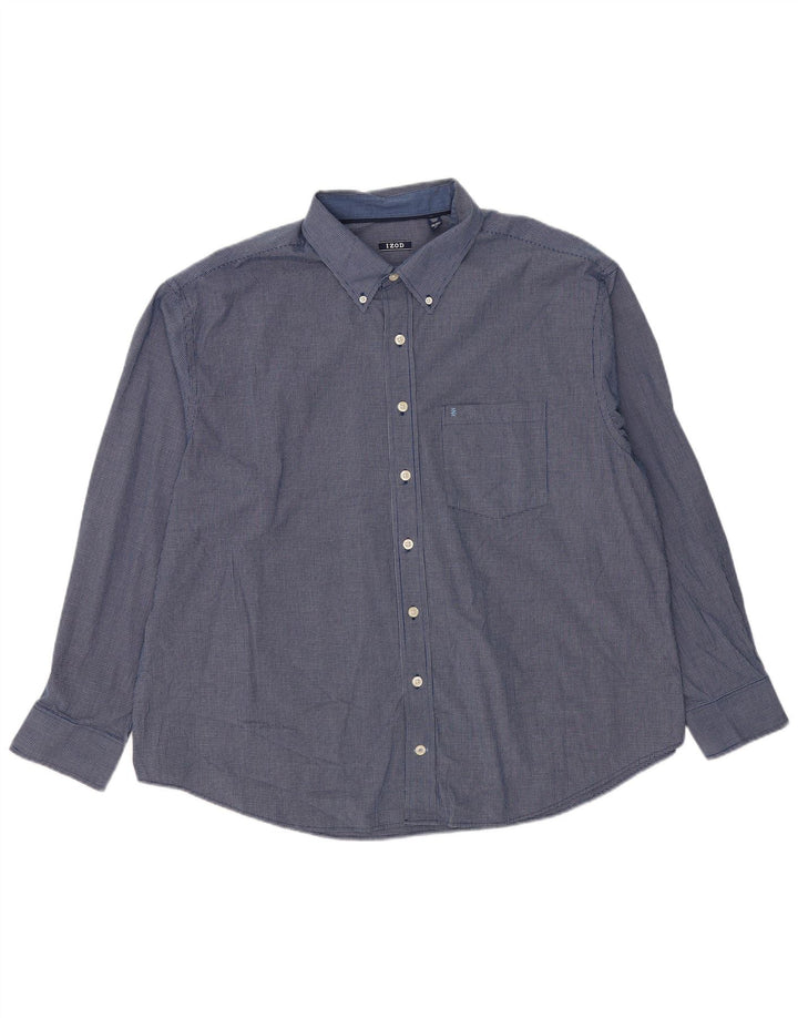 Izod Mens Loose Fit Shirt 2XL Blue Check Cotton Classic