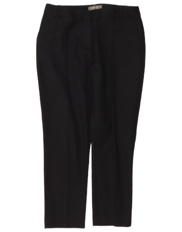 Oasis Womens Straight Chino Trousers UK 10 Small W30 L26 Black Cotton