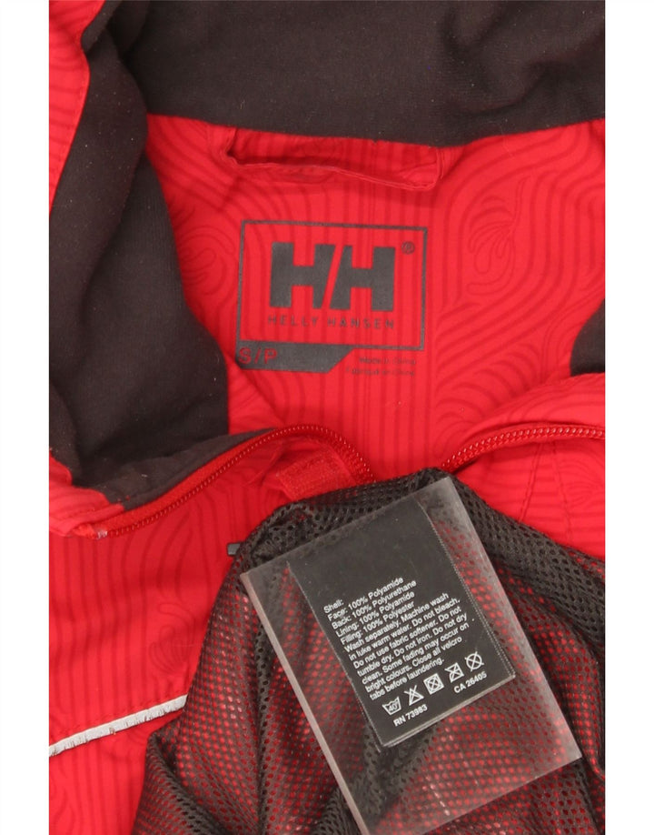 Helly Hansen Mens Hooded Rain Jacket UK 36 Small Red Polyamide