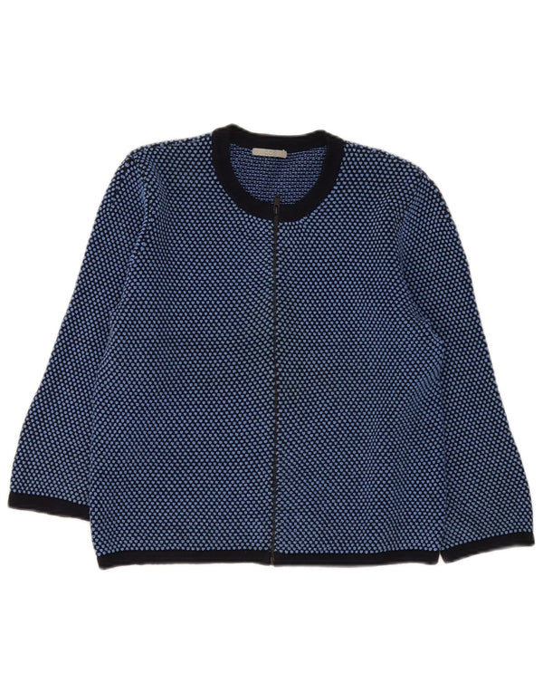 Cos Womens Full Zip Cardigan Sweater UK 10 Small Blue Spotted Cotton
