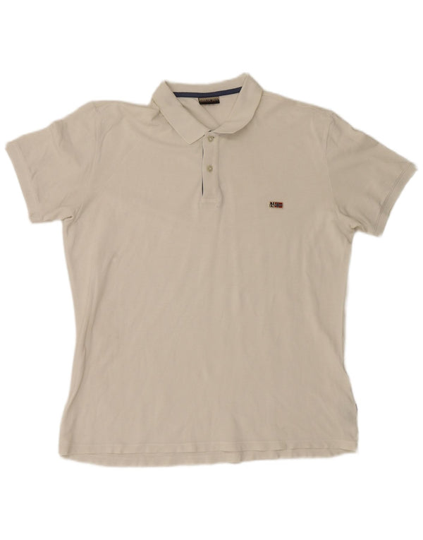 Napapijri Mens Polo Shirt XL White Cotton