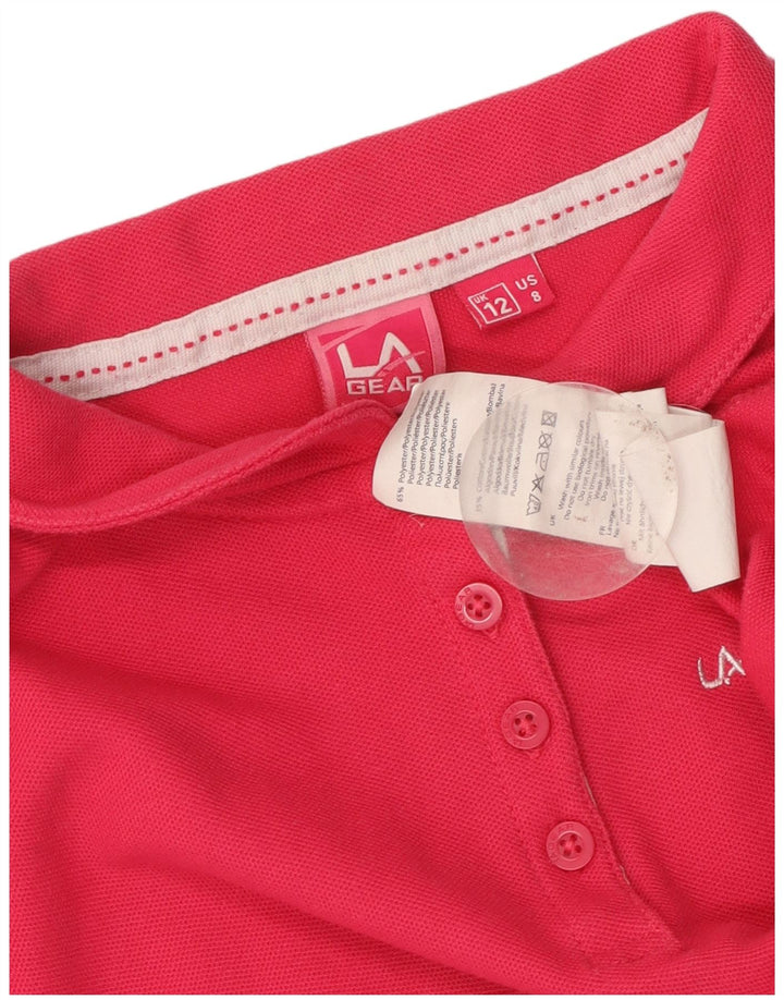 LA GEAR Womens Polo Shirt UK 12 Medium  Pink Polyester