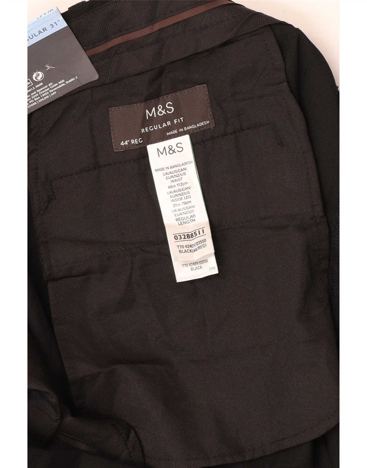 Marks & Spencer Mens Regular Fit Chino Trousers W44 L31 Black Polyester