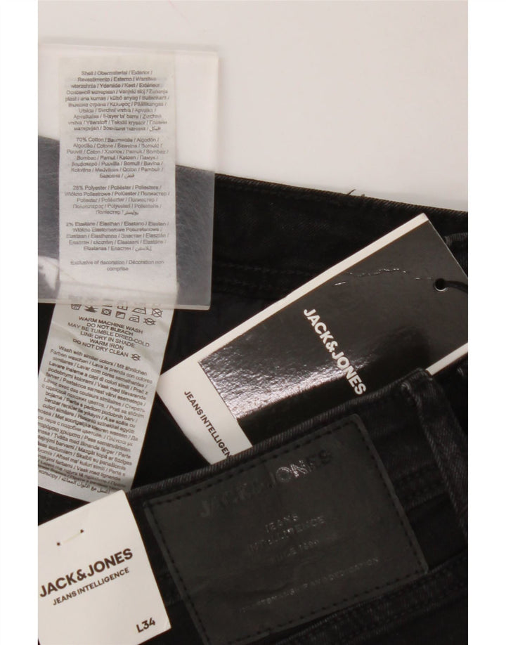 JACK & JONES Mens Tom Skinny Jeans W32 L34 Black Cotton